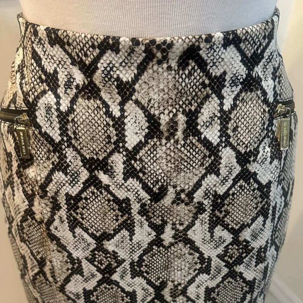 Michael Kors Snake Print Skirt w/ Gold Hip Zippers Size 10P